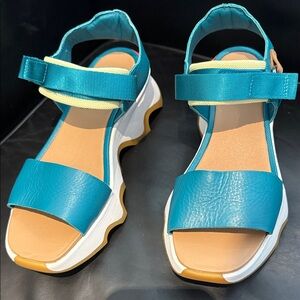 Sorel Teal and Yellow Women's Sandals
